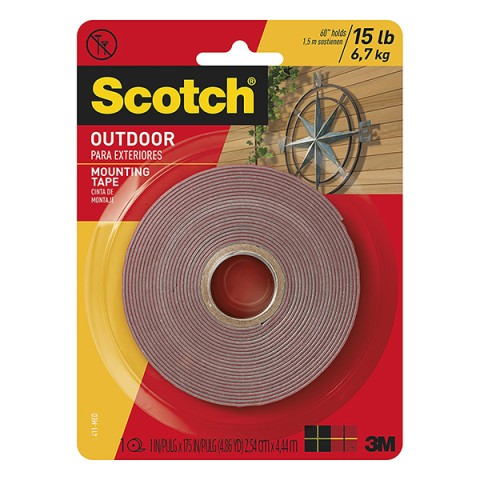3M Scotch 4011 Permanent Outdoor Mounting Tape - 1in x 60in (pkt/5pcs)